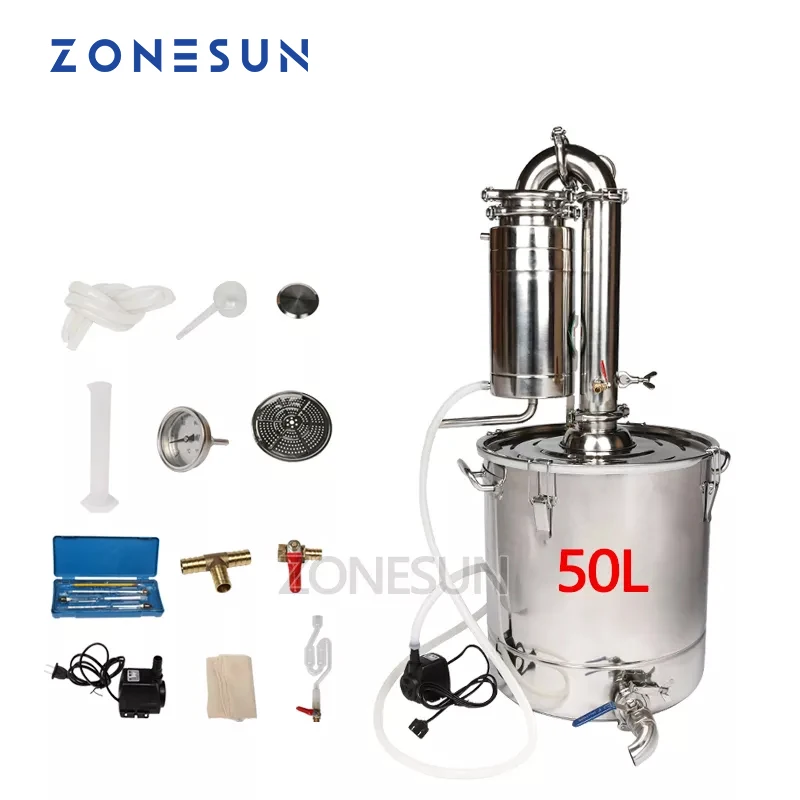 ZONESUN 20/30/45L/70L  wine distiller barware brewing machinery stainless steel wine making boiler gal alcohol brew kit Device