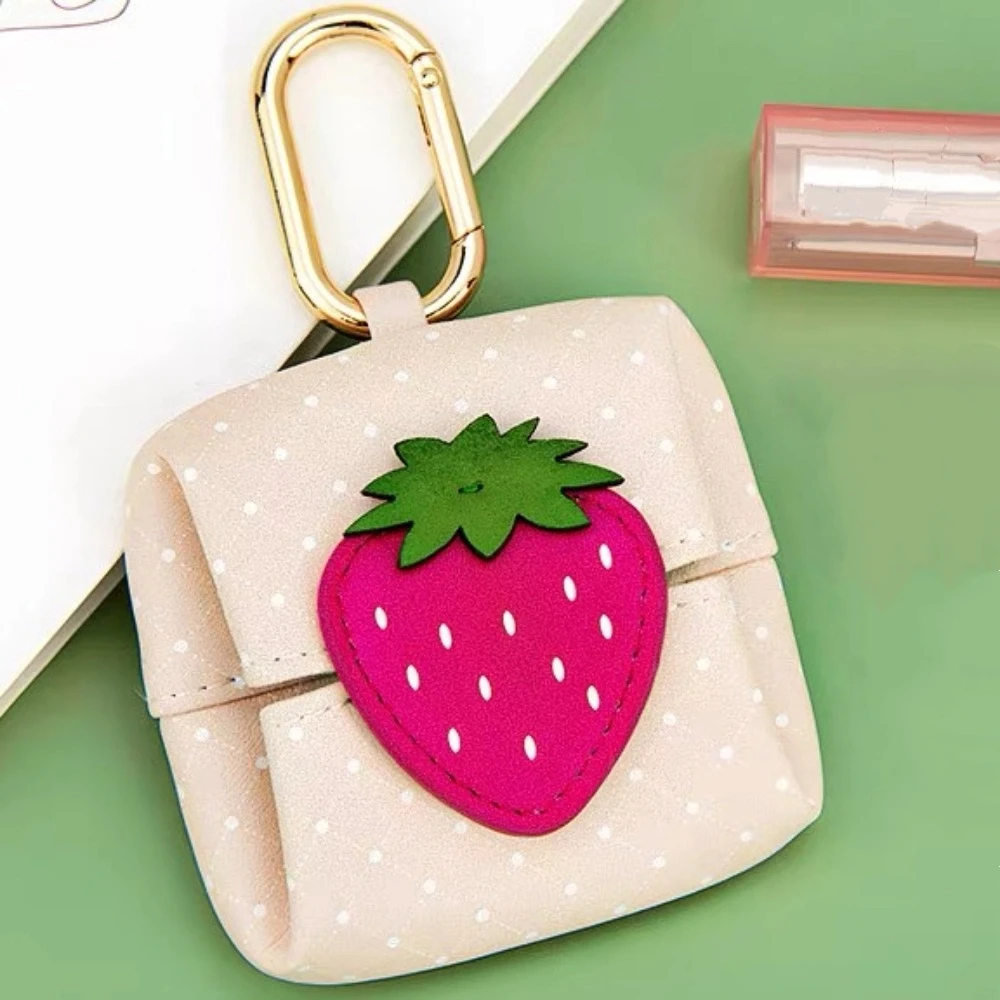Aufbewahrungstasche, niedliche Leder-Kopfhörertasche, Mehrzweck-Avocado-Mini-Lippenstift-Tasche, koreanischer Stil, Schlüsselanhänger, Obst-Geldbörse für Mädchen