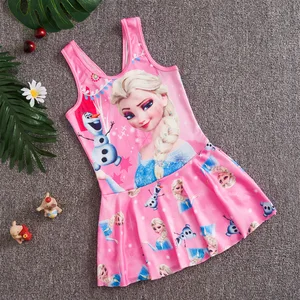 Disney princess swimsuit for kids, girl, beautiful bikini, bath linen, cartoon beach clothes for children, Anna and Elsa, frozen 12 Main Sales Bathrooms Children's Girl - №4