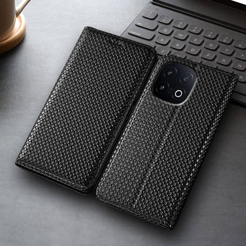 

Grass Mat Genuine Leather Flip Case For iQOO 3 5 7 8 9 10 11 11S 12 13 Pro Phone Cover Card Cases Scratch Proof