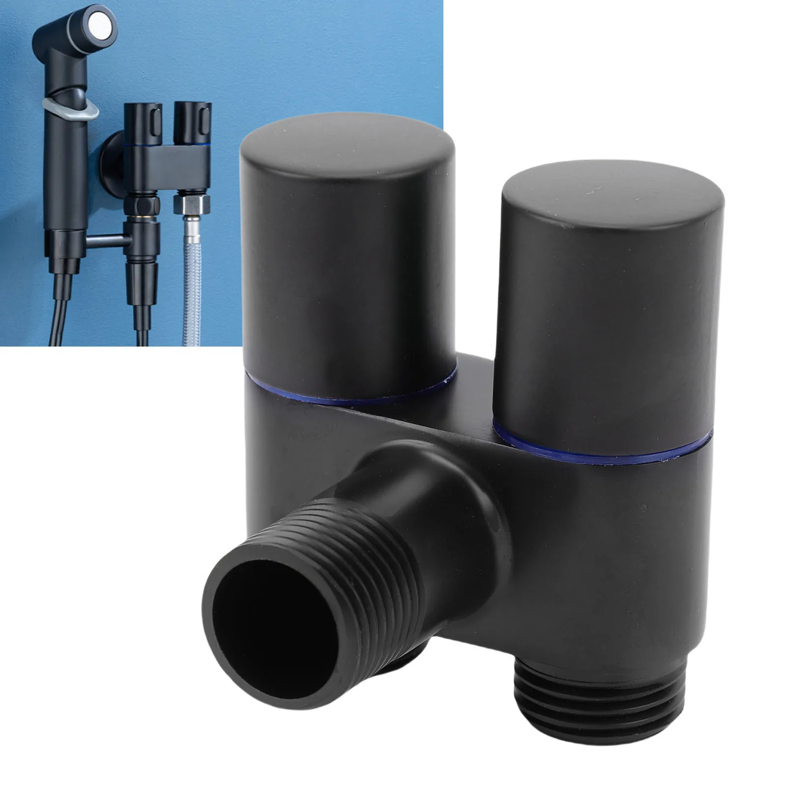 Double Control Angle Valve 1 In 2 Out Angle Valve G1/2 Male Thread Double Control Metal Angle Valve for Bathroom Toilet Bidet