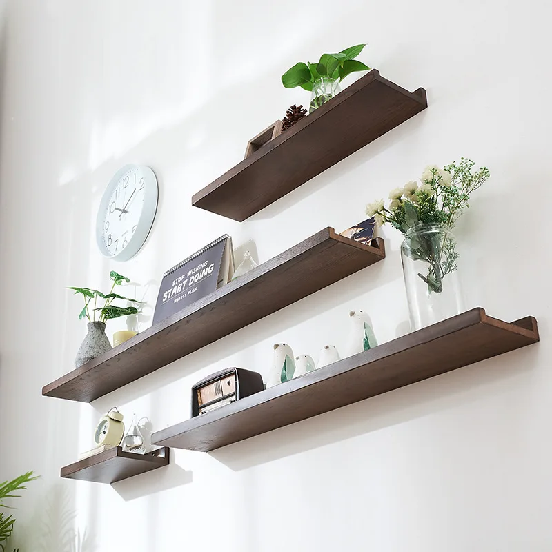 Premium Wood Bathroom Rack Wallmounted Shower Room Kitchen Shelf Cosmetic Storage Multi-purpose Entrance Wall Shelf Solid Septum