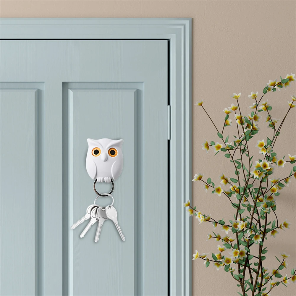 1/5pcs Scary Night Owl Magnetic Key Hooks Adhesive Hold Keychain Key Hanger Will Open Eyes Wall Decorative Hook For Kitchen Home