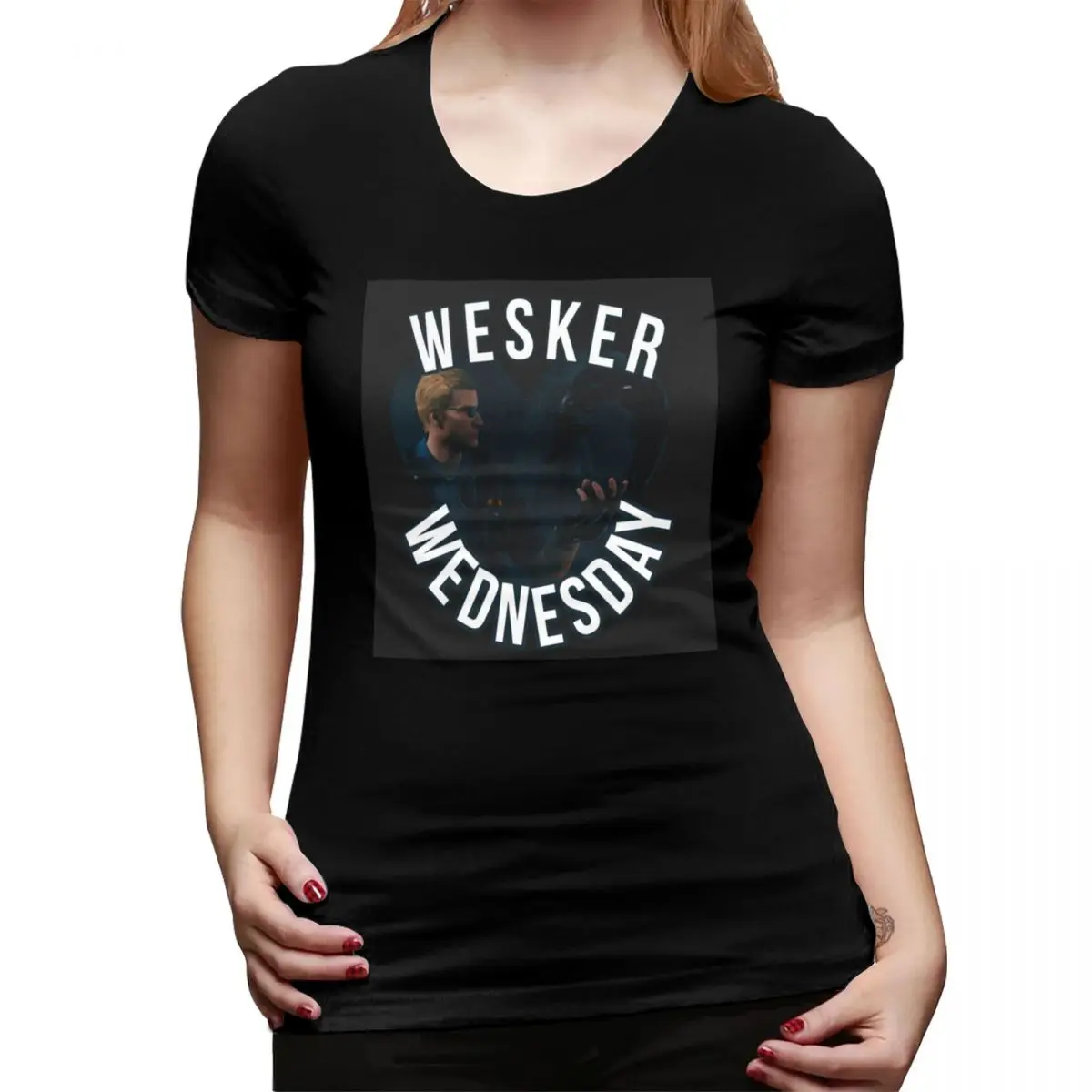 

On Wednesdays We Wear Wesker Albert T-Shirt for Women O-Neck Streetwear T Shirts Women's Tees Short Summer Clothes Tops