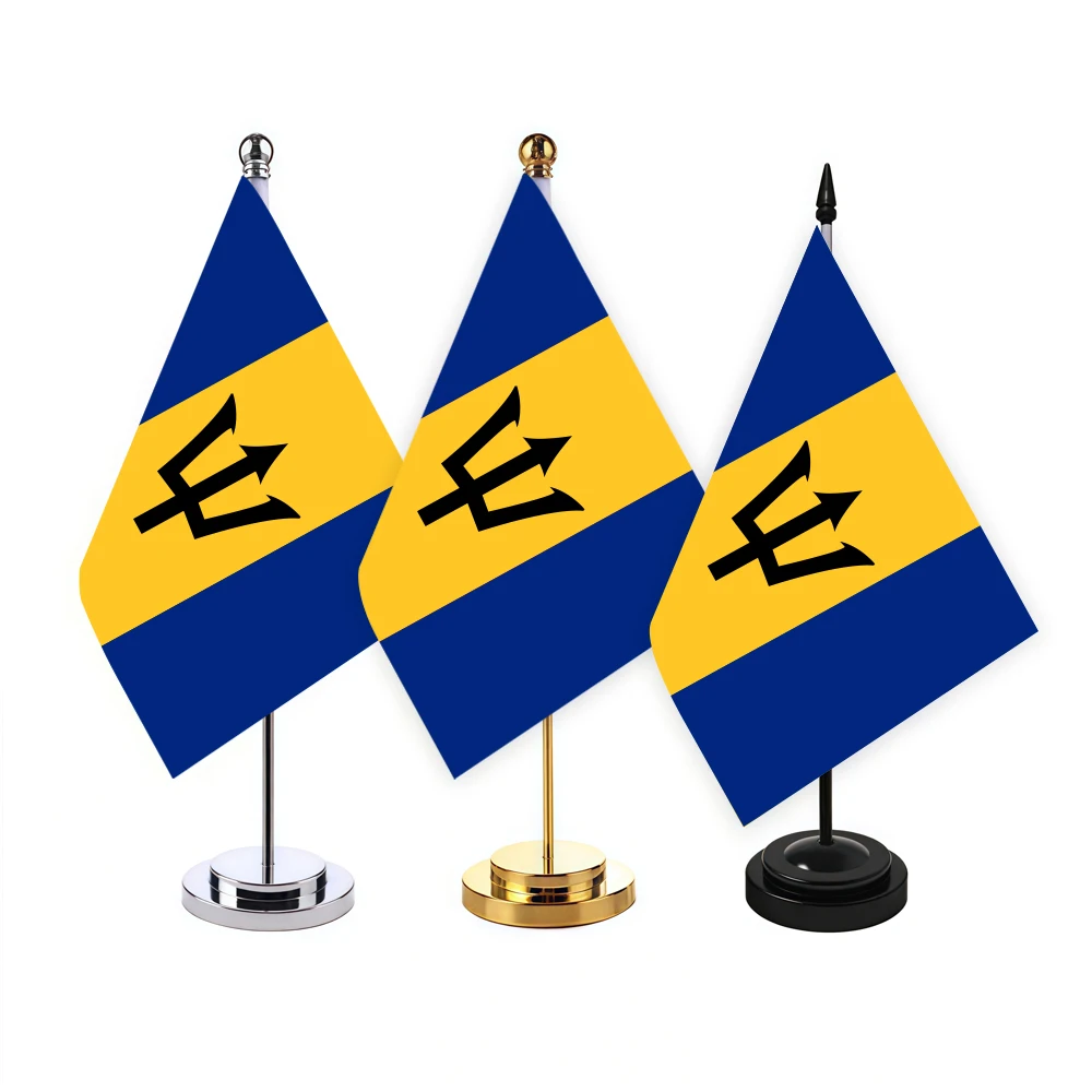 CYPOMELO office desk flag Barbados flag 14x21cm Barbados desktop small decoration flag including flagpole