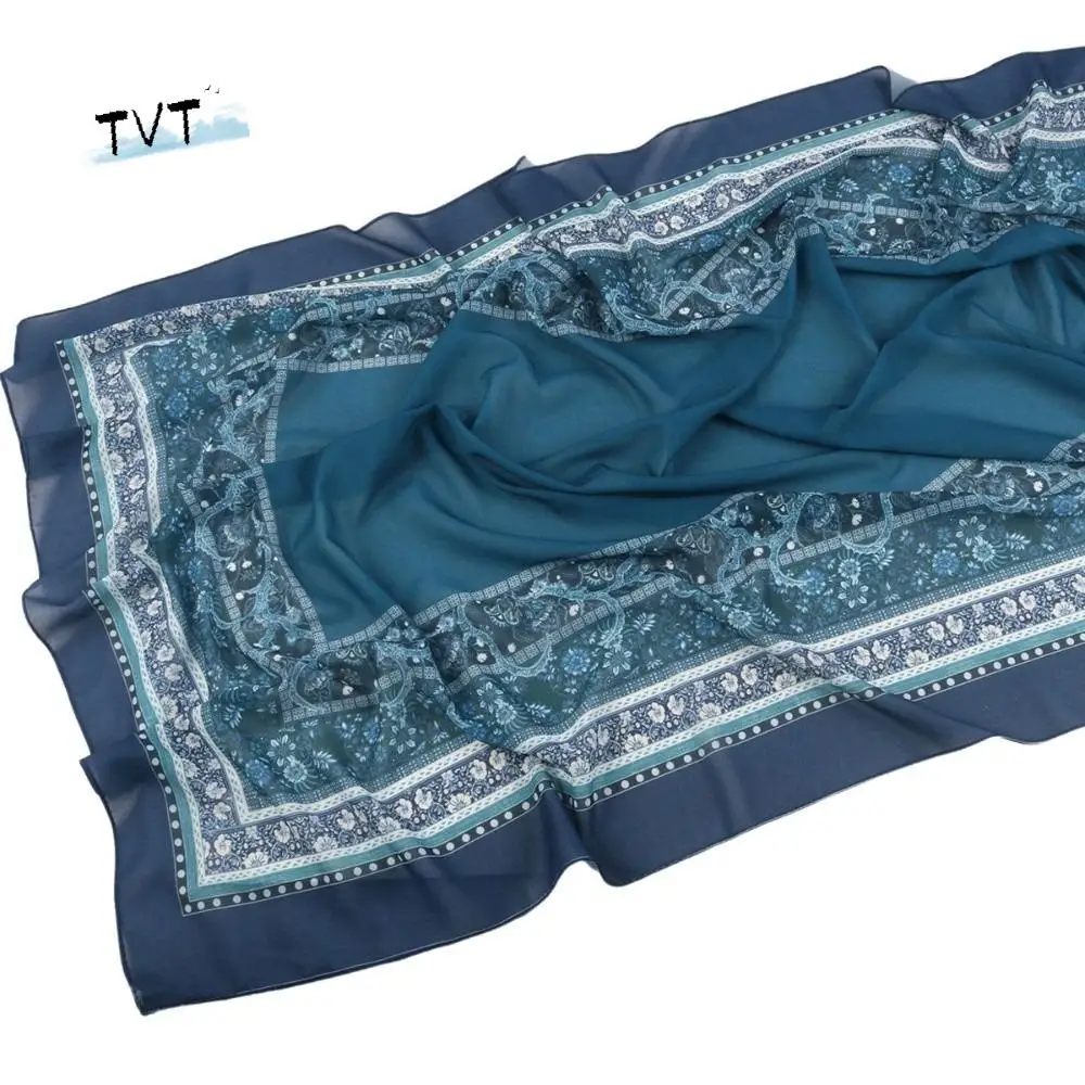Lenço de estilo étnico de chiffon macio lenço de cabeça de impressão longa 70 * 170 cm turbante islâmico fino feminino