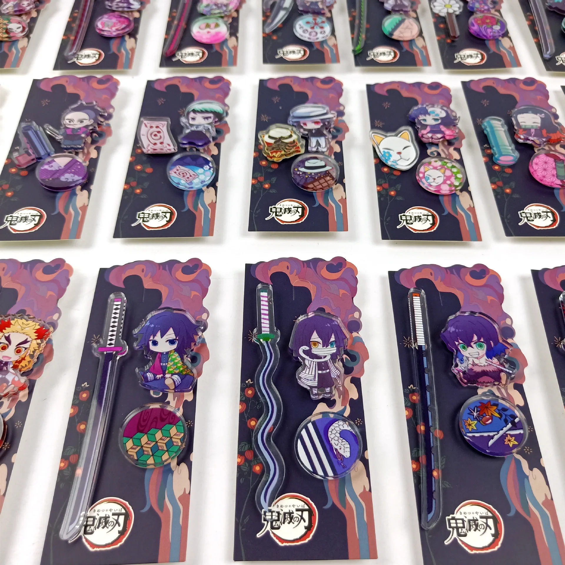 3PCS Anime Demon Slayer Pins Bookmarks Tanjirou Nezuko Zenitsu Badges Pendant Manga Kimetsu No Yaiba Brooches Bag Clothes Lapel
