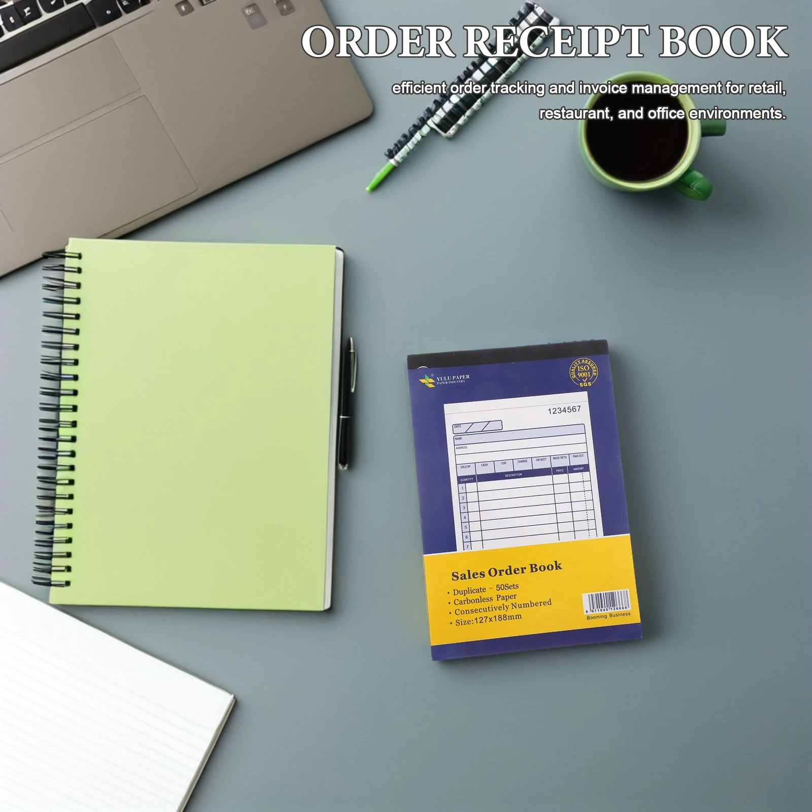 

5Pcs Sales Order Receipt Book Small Business Invoice Book Two-Part Duplicate Pad for Order Tracking Business Financial Records