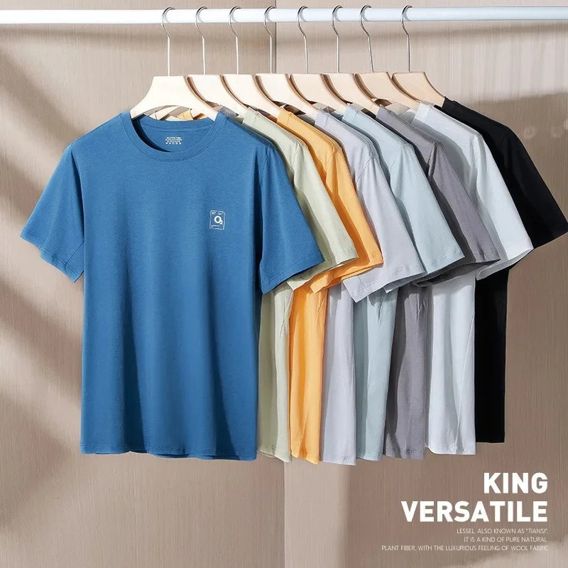 

Хлопковые футболки для тенселя, мужские качественные повседневные роскошные футболки, весна-лето, 170 г/м2, майка, повседневные удобные мужские топы, одежда