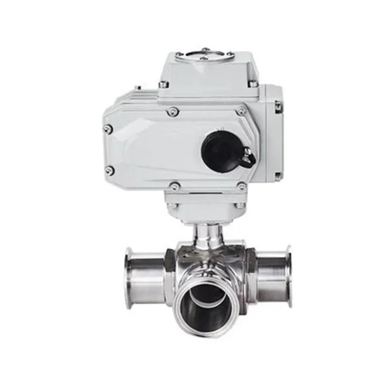 GOGO Three-way High Temperature Ball Valve T Type L Type Electric Sanitary Ball Valve O.D 89mm Stainless Steel 304 Ball Valve 3