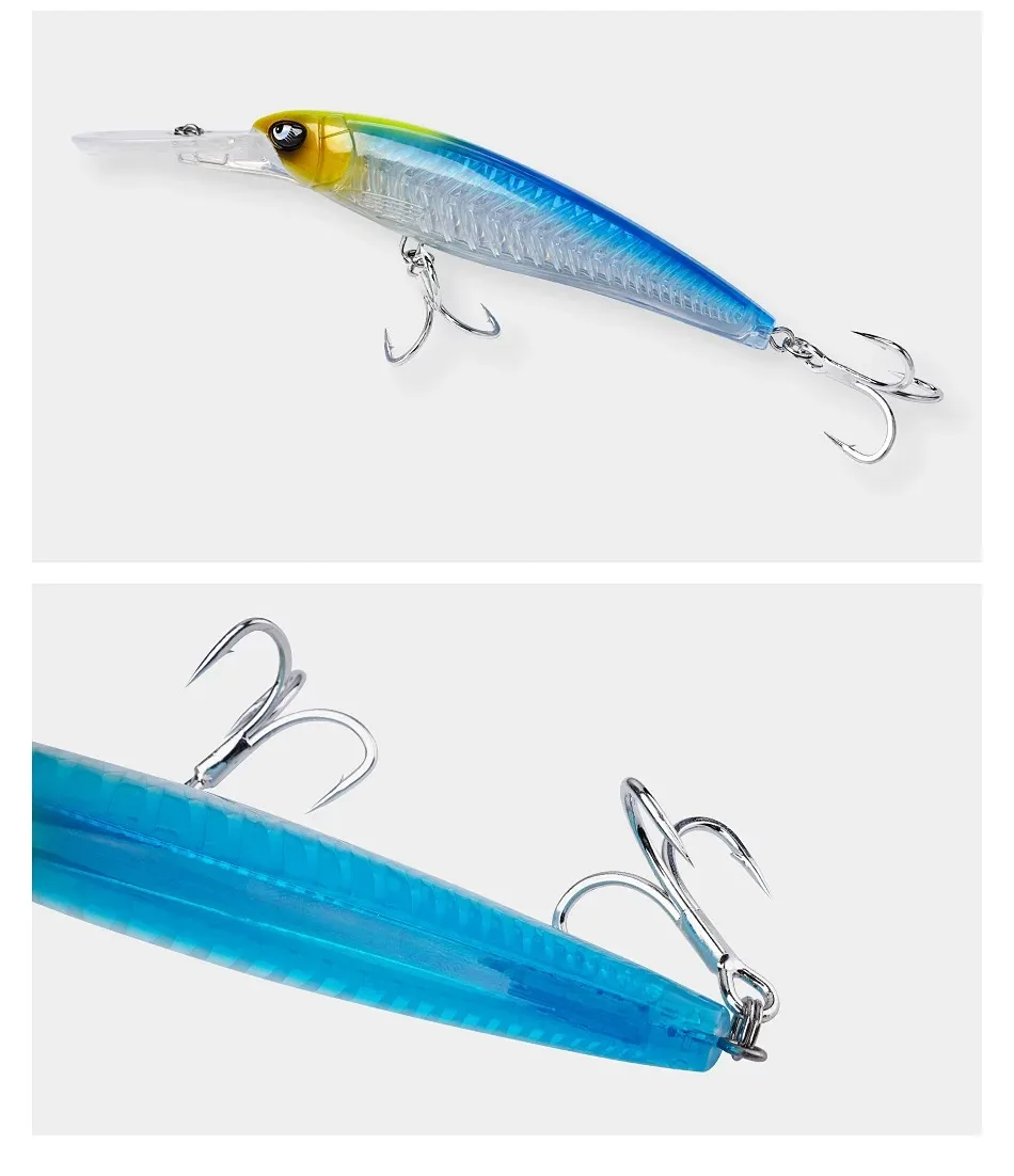 Noeby 2 stücke 47g 94g Tiefe Tauchen Große Minnow Köder Künstliche Wobbler Harten Köder Crankbait Meer Bass hecht Barsch Angelgerät – Detail 9