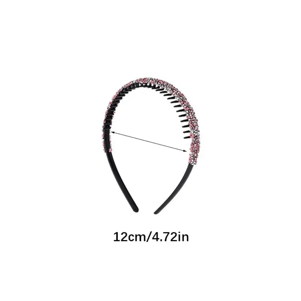 Cute Plastic Rhinestone Headband Shiny with Toothed Thin Hairband Korean Style Non-slip Hair Hoop Make Up
