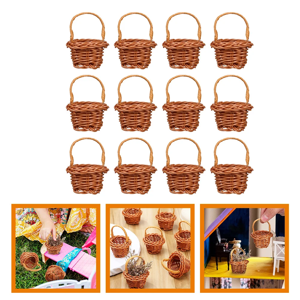 6 Pcs Woven Basket House Decor Mini to Weave Flower Plastic Tiny Baskets Decoration