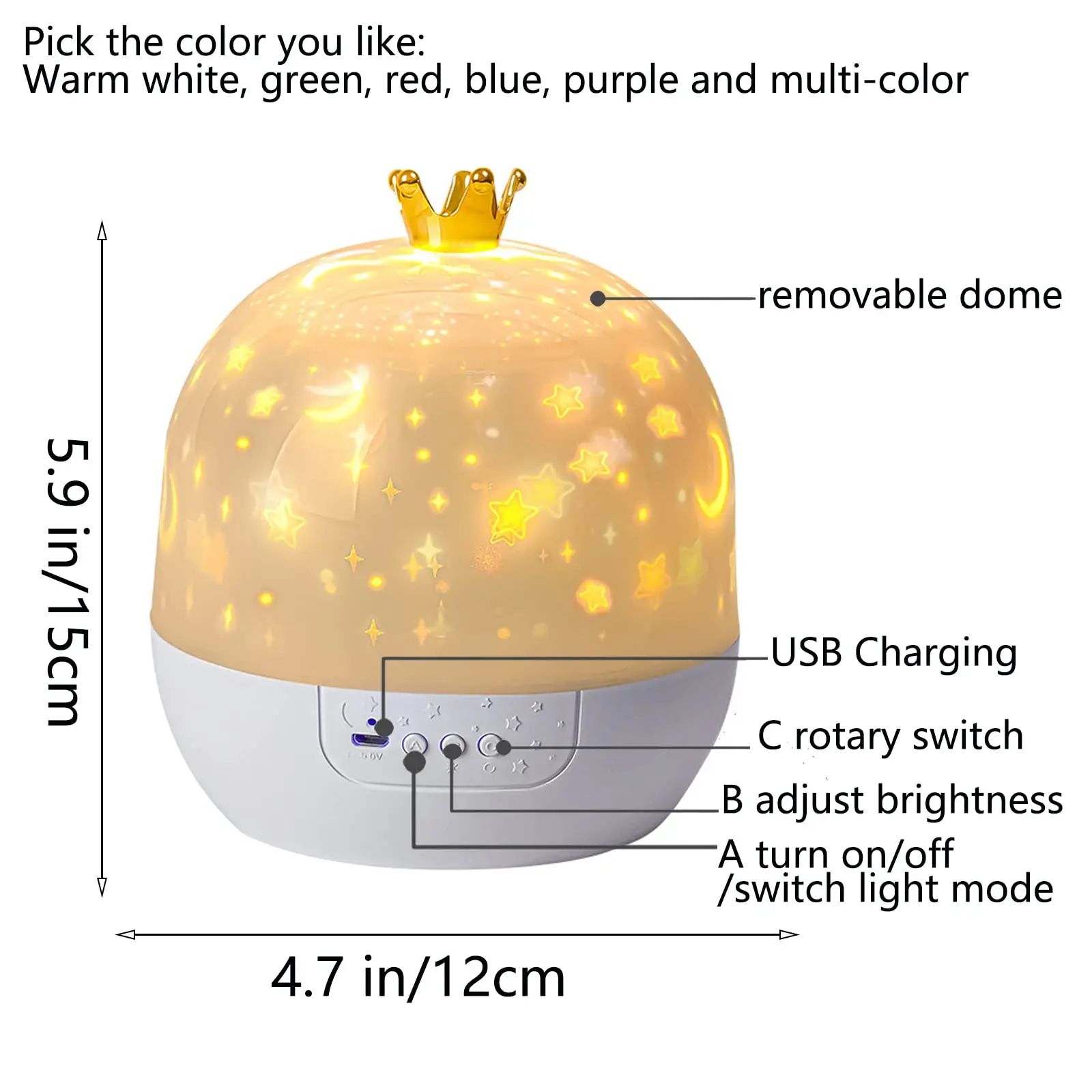 Fantasy Creative Projector 360°Rotating 15 Kinds of Projector Slides Starry Galaxy LED Projector Night Light Kids Birthday Gift