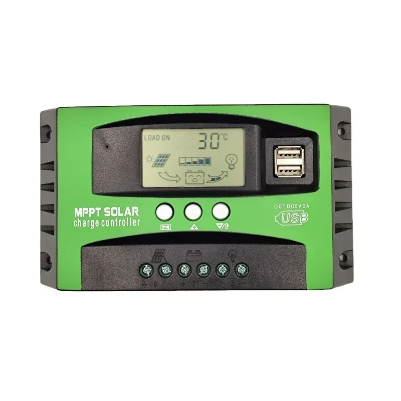 30A-100A Solar Controller MPPT Automatic Focus 12V 24V Adaptive Photovoltaic Panel Charging Controller Dual USB LCD Regulator
