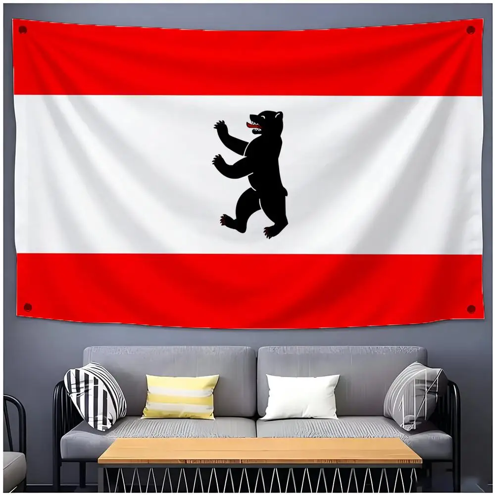 Flag Emblem Berlin City Flag Flags Daily Four Ring Borderless Design Indoor Outdoor Decor Easy to Hang Install