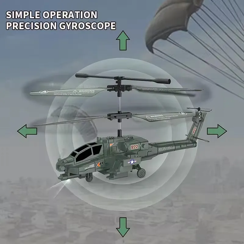 New Apache Remote-Controlled Helicopter With Gyroscope, Drop Resistant Armed Helicopter Model Airplane