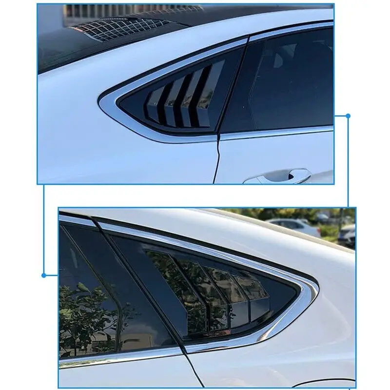 For Ford Mondeo Fusion Sedan 2013-2018 Car Rear Louver Window Side Shutter Cover Trim Sticker Vent Scoop ABS Carbon Fiber Black