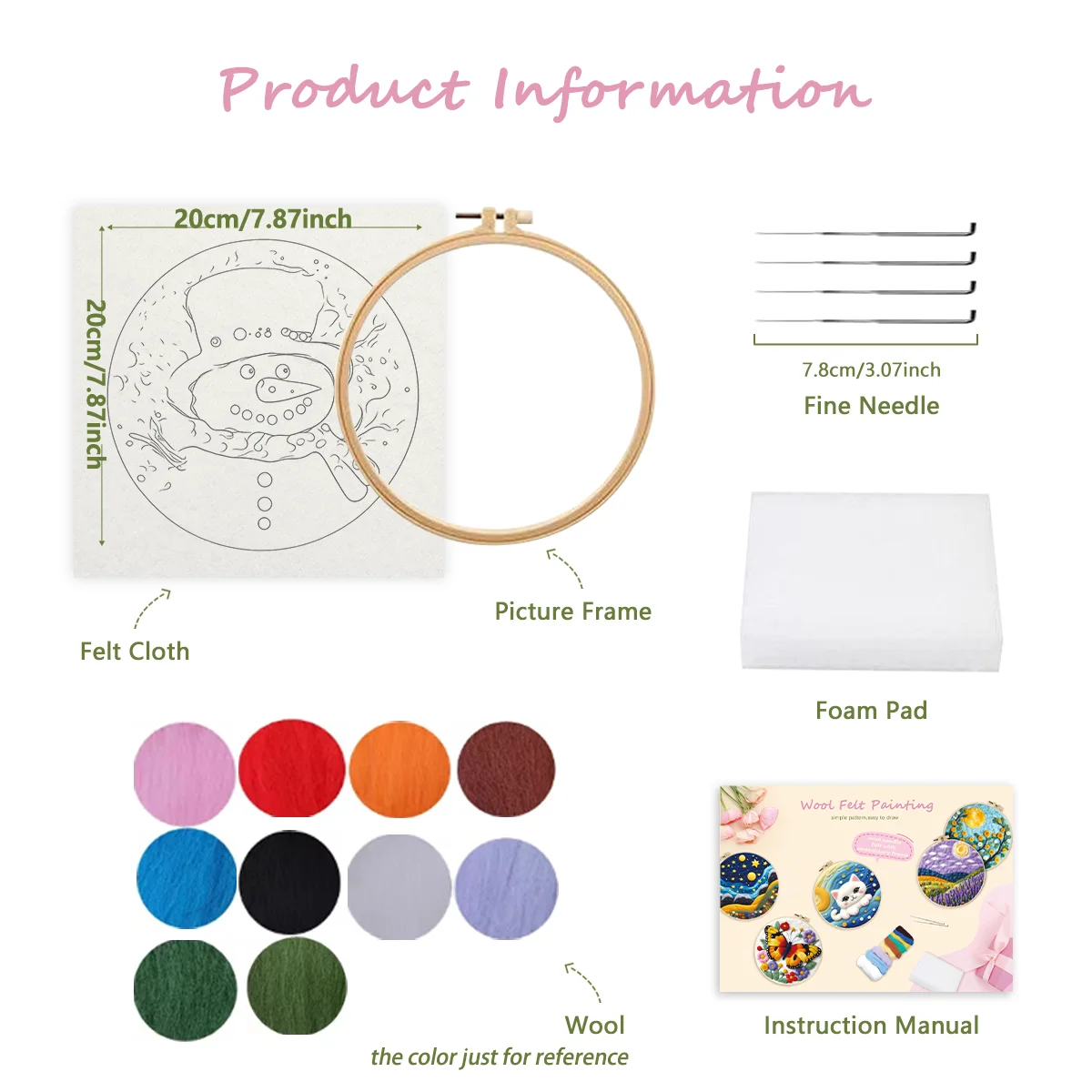 RUOPOTY 바늘 펠트 스타터 세트, 크리스마스 눈 풍경 DIY 선물, 양모 바늘 펠트 페인팅 도구 키트, DIY 선물, 20x20cm