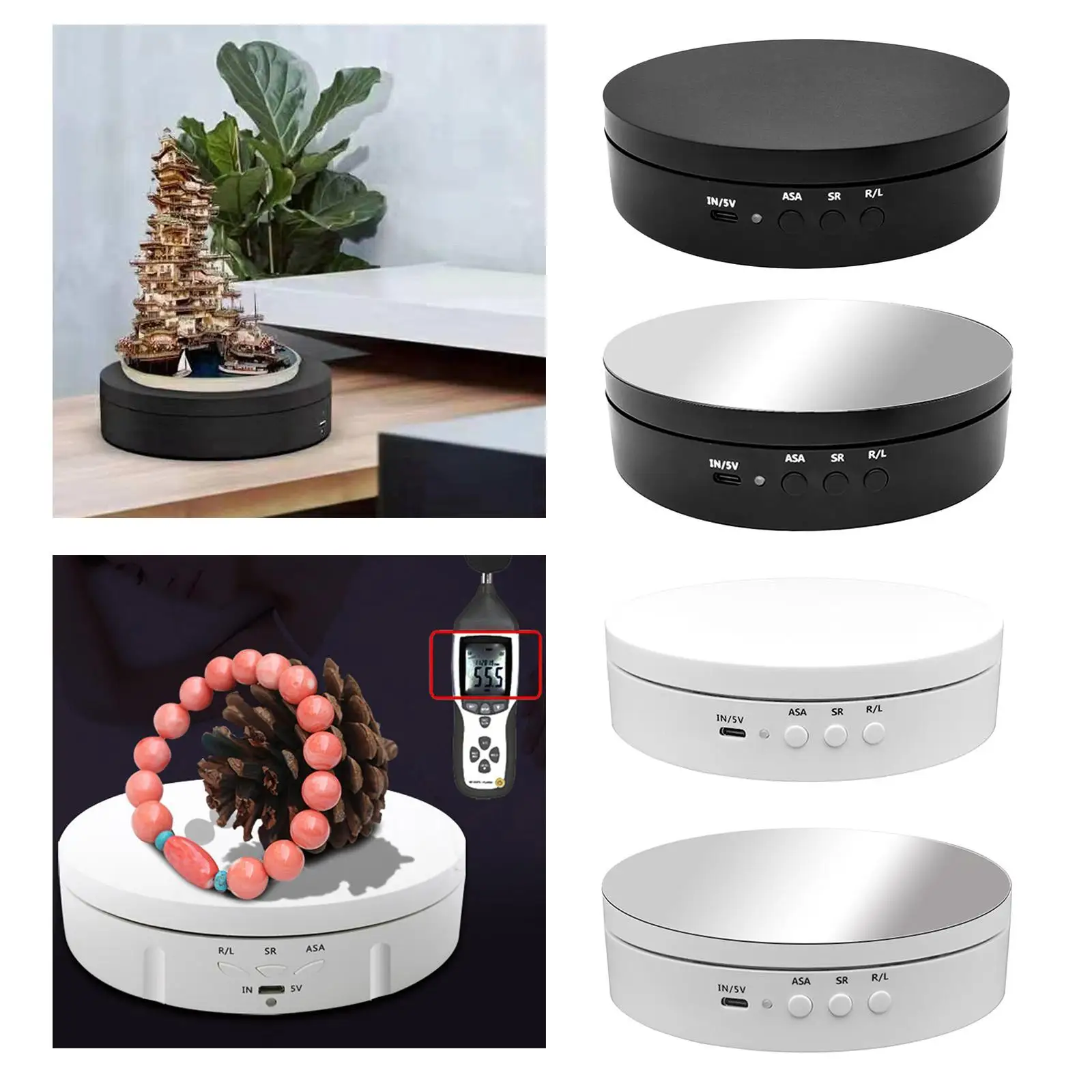 

Rotating Display Holder Base Revolving Platform USB Power Degree Jewelry 3 Collectible Watch