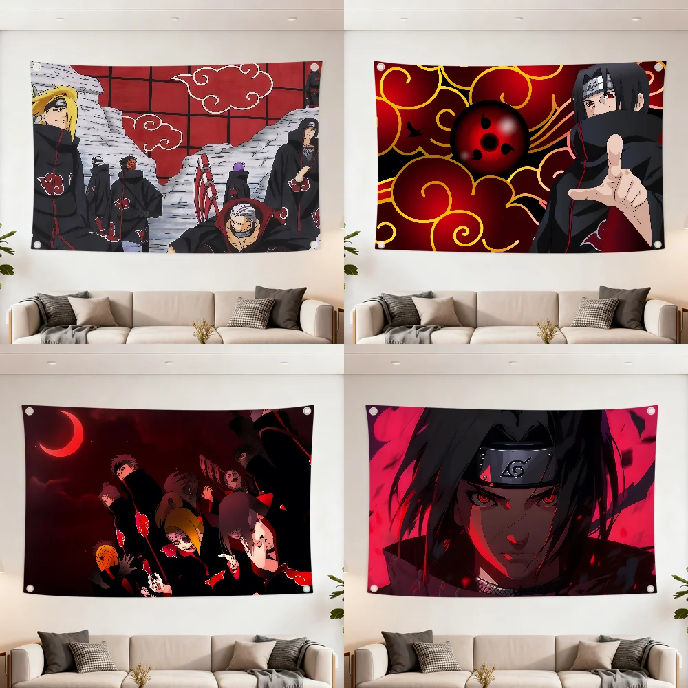 Anime N-NARUTO Akatsuki Itachi Cushion Cover Decoration Outdoor Picnic Party Art Hanging Home Camping Party Banner Best Sellers