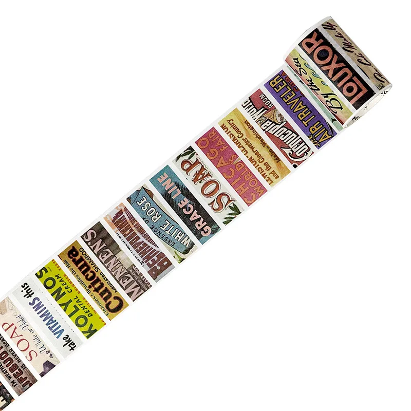 Journamm 50mm*2m Vintage Letters Washi Tapes Collage Photo Album Decor Junk Journal DIY Scrapbooking Creative Sticker Stationery