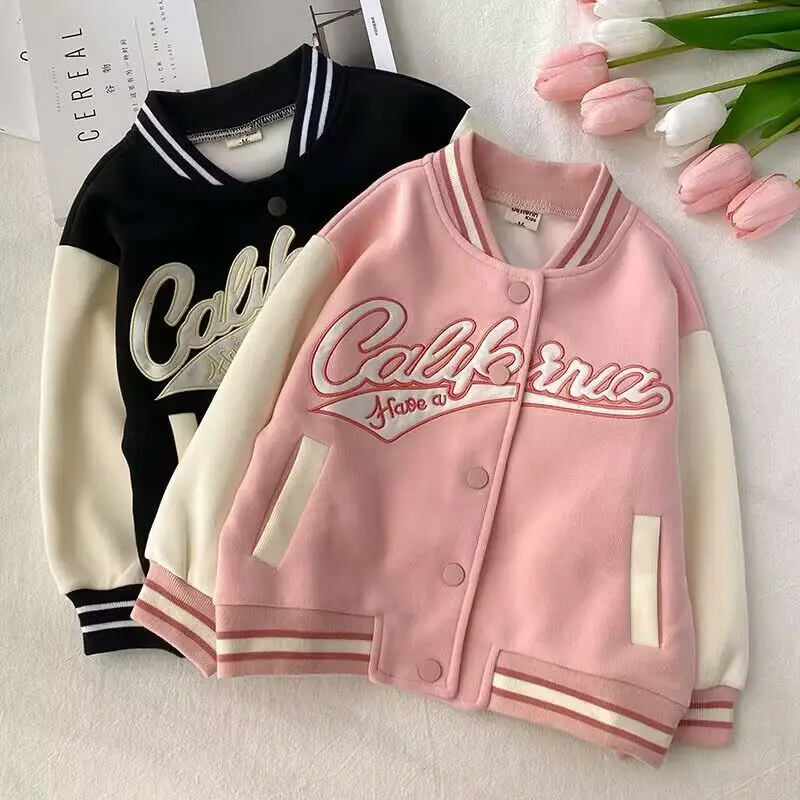 Spring and Autumn Girls\' Jacket New Children\'s Baseball Jacket Top Baby Fashion Sports Jacket