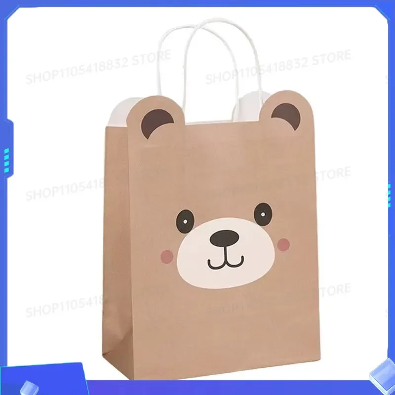 for ABHU 20Pcs Bear Paper Gift Bag Teddy Bear Theme Goodie Bag For Candy Cookie Packaging Favors Baby Shower Supplies
