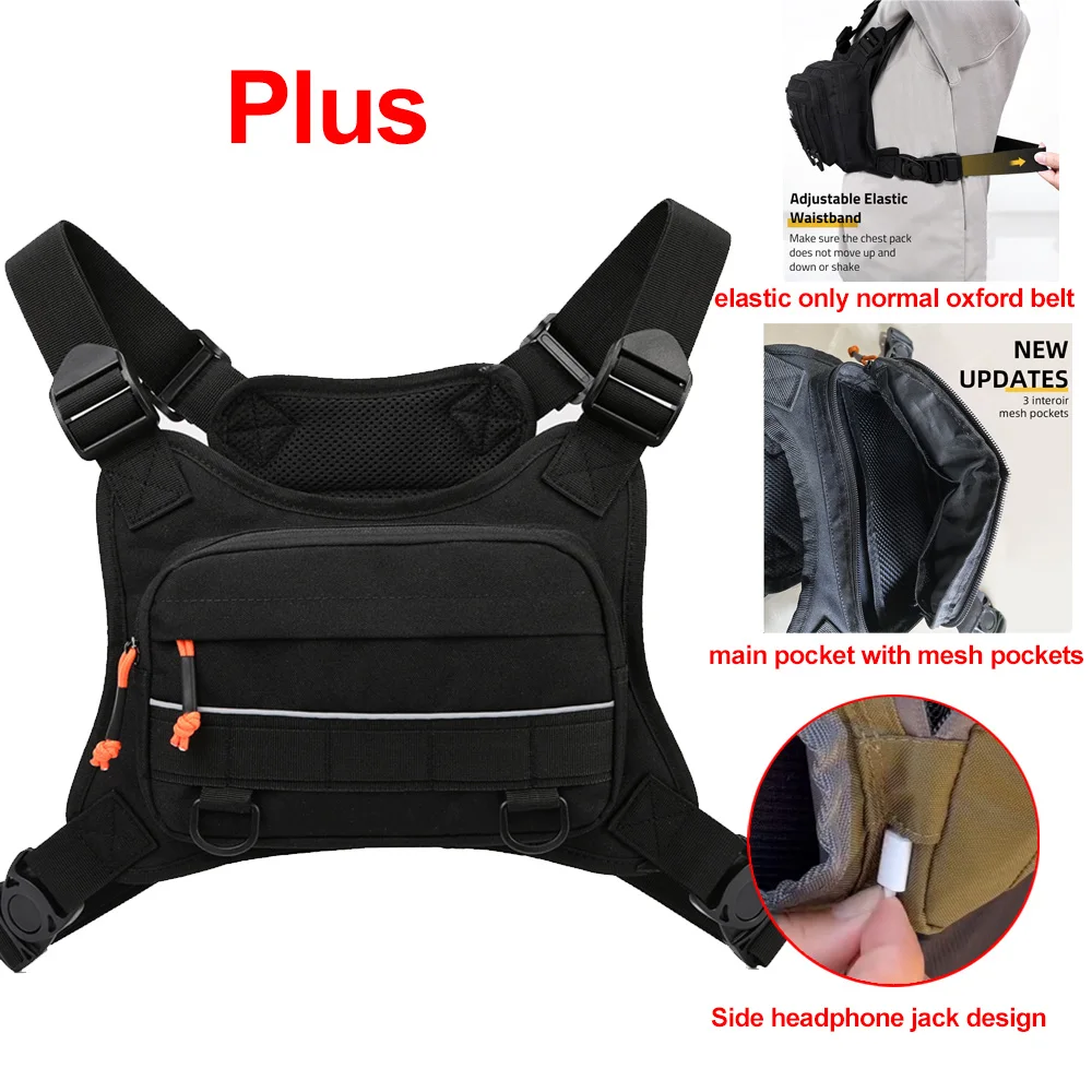 Tactische borsttas voor heren Running Front Vest Rugzak Rig Pouch Wandelen Fietsen Outdoor Camping Vissen Jagen Reizen Molle Bag