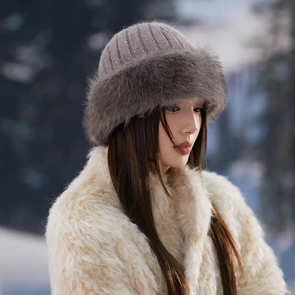 النساء الشتاء رشاقته أفخم رقيق قبعة صغيرة أفخم الدافئة الفراء المنغولية قبعات يندبروف Coldproof تزلج قبعة بحافة للرحلات غير رسمية #2