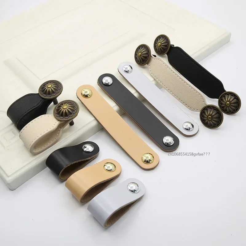 leather Handle Nordic Kitchen Handles Door Pulls Gold Wardrobe Cupboard Furniture Drawer Cabinet Knobs Artificial Leather