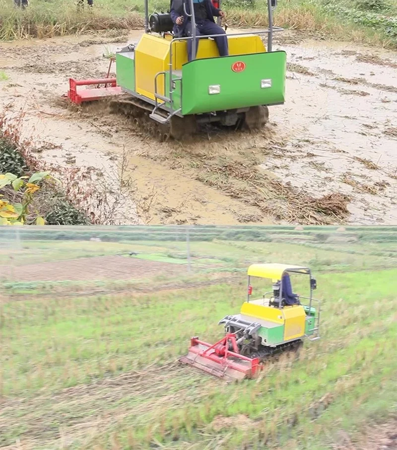 Diesel cultivator agricultural cultivator rotary tiller large paddy field flood and drought dual-purpose crawler tractor