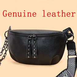 Genuine Leather Moon Chest Bag for Women Luxury Brand Crossbody Sac Female Soft Cowhide Shoulder Messenger Bags Waist Packs Hot