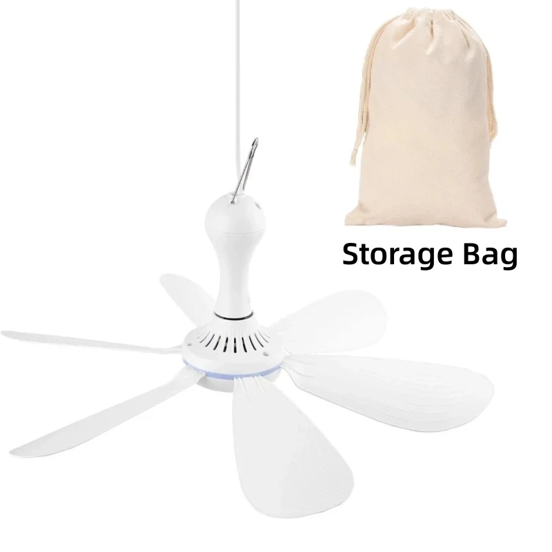 USB-Ventilator, leiser Deckenventilator mit 6 Flügeln, 4-Gang-Hängeventilator für Camping, Bett, Camping, Outdoor, hängende Camper-Zelte