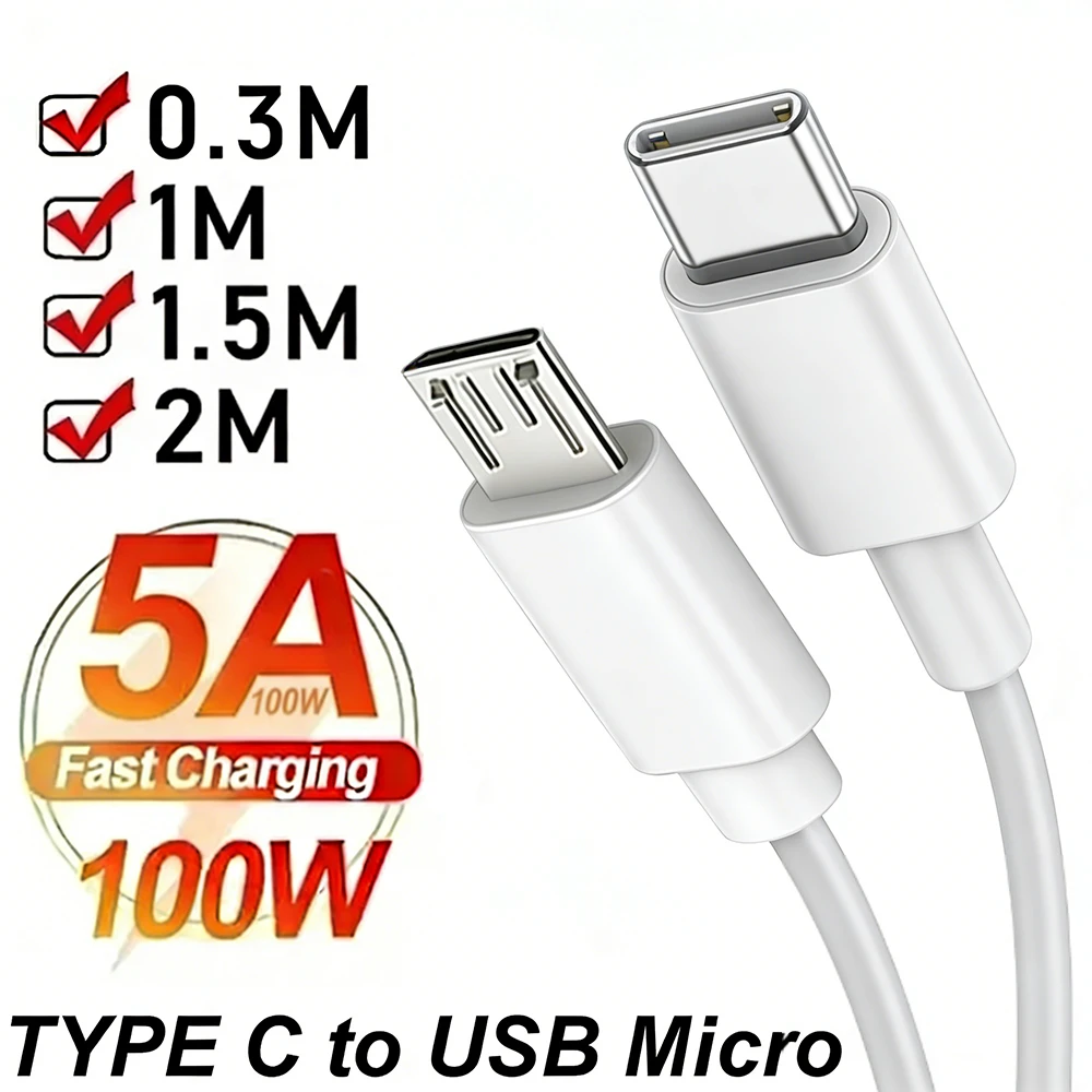 Type C To Micro USB Cable Adapter for Samsung Xiaomi Huawei Macnook Laptop Data Cable Mobile Phone Charging Data Transfer Cord