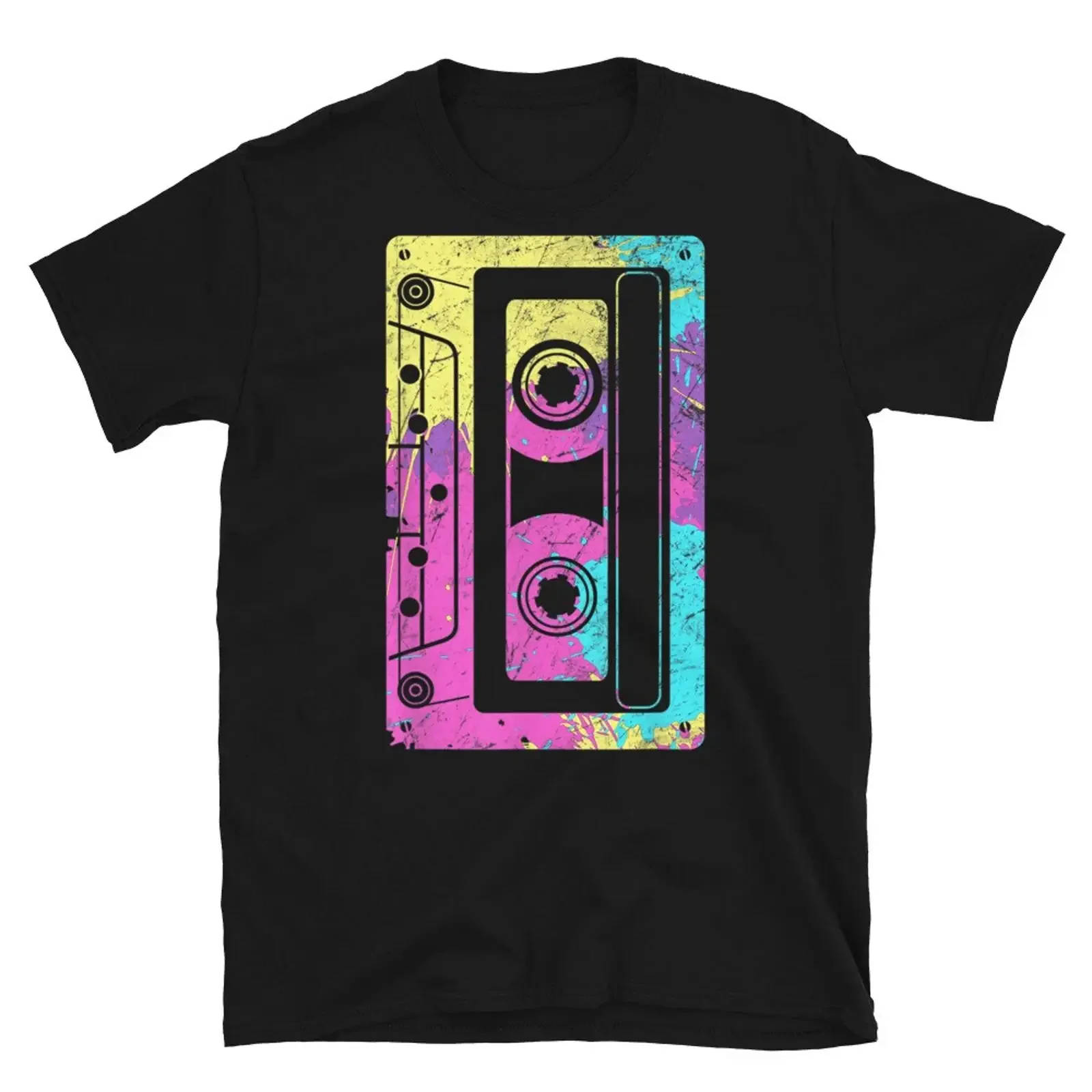 Cassette Tape Mixtape Retro Music Design T Shirt vintage Washed Versatile Top For Everyday Wear Comfortable Breathable homme