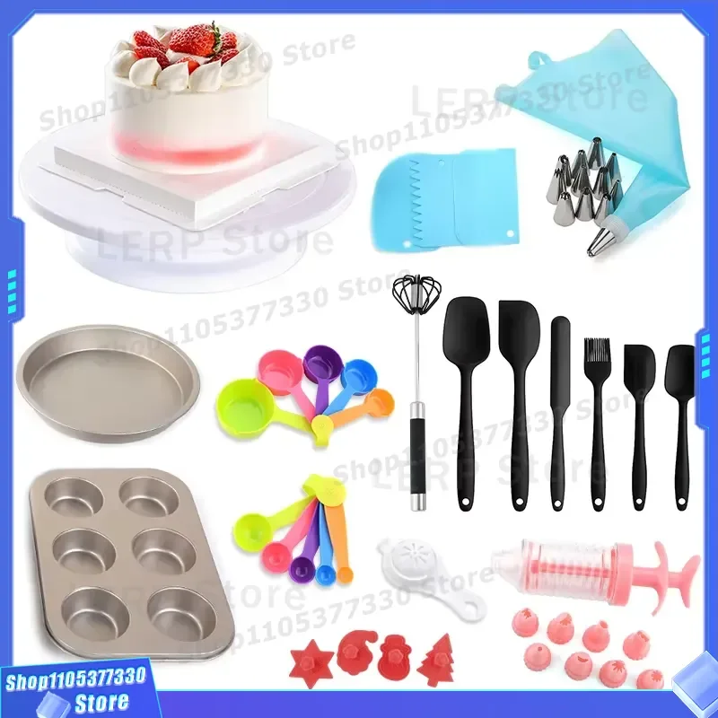 Cake Baking Decorating Tools Set for Beginner Adult with Baking Tray and Cupcake Molds Kitchen Bakeware Accessories Kit Adult