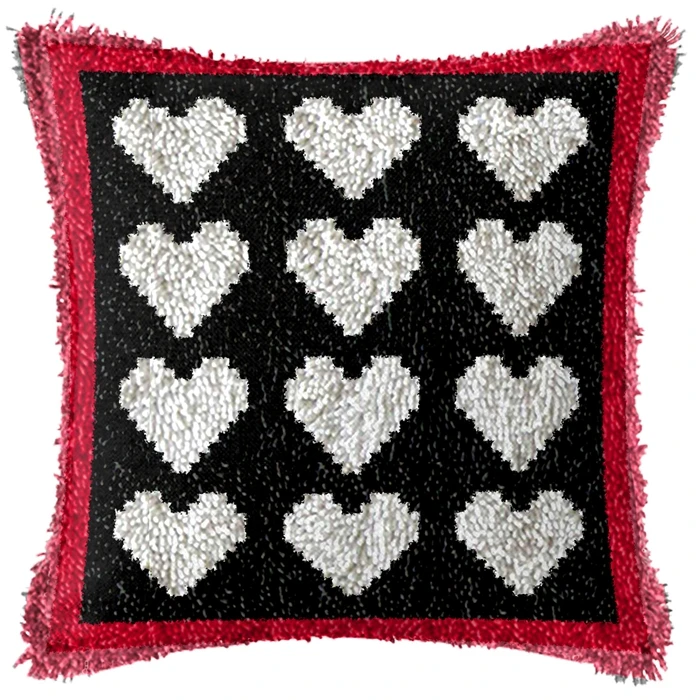 Love Heart DIY Latch Hook Pattern Cushion Pillowcase Crocheting Foamiran Carpet Embroidery Carpet Latch Hook Kit Knitted Pillow