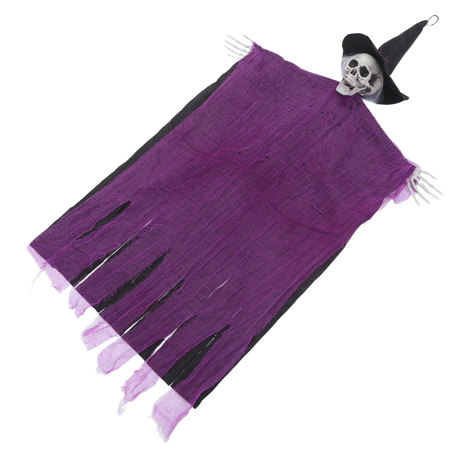 

1pcs Halloween Hanging Ghost Decoration Purple With Flowing Robe Adjustable Poses For Yard Porch Patio Garden Party