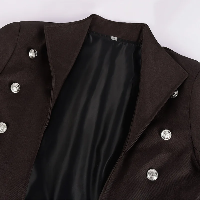Mittelalterliches Piratenkostüm für Herren, Steampunk-Trenchcoat, Gothic-Smokingjacke, viktorianischer Karnevalsparty-Cosplay-Mantel – Detail 14