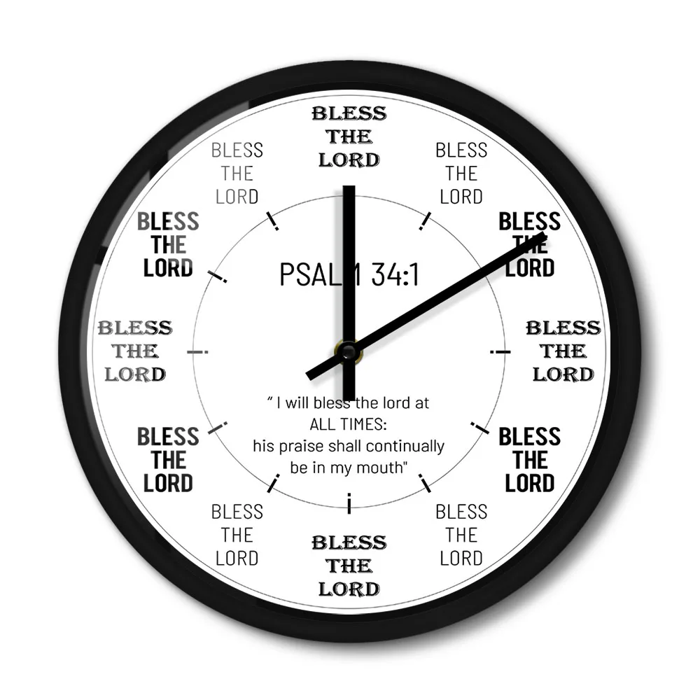 

Psalm 34:2 Bless The Lord Metal Wall Clock Bible Verse Scripture Meditates Quote Silent Vintage Wall Watch For Christian Gifts