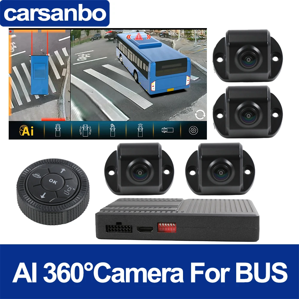 2024 Bus AI 360 Degree Panoramic 3D Bird Eye View Camera Parking Monitor System HD 1080P Surround View Sony 307 cameras