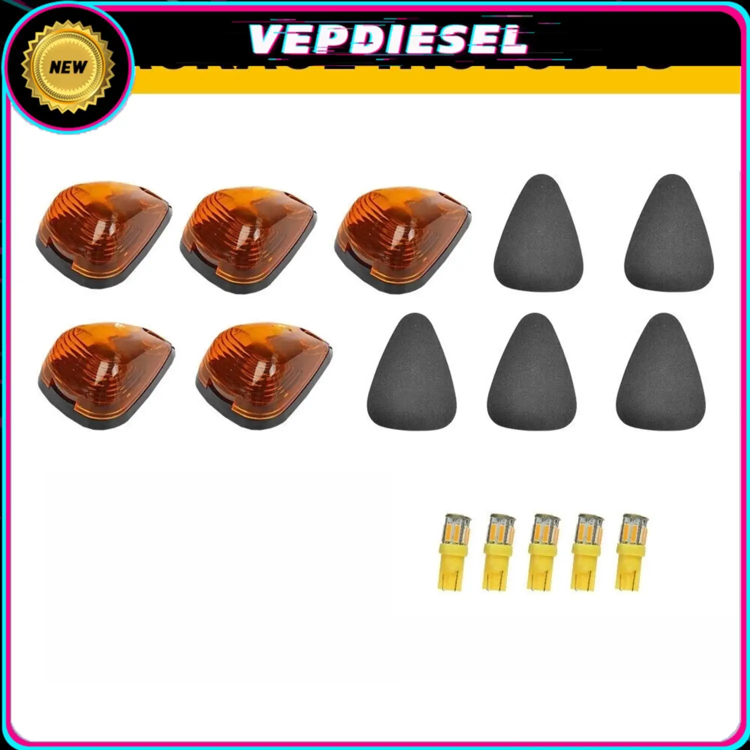 

5pcs Amber LED Cab Roof Marker Lights Kit FOR Ford F-250 F-350 F-450 1999-2016 Super Duty Truck Accessories