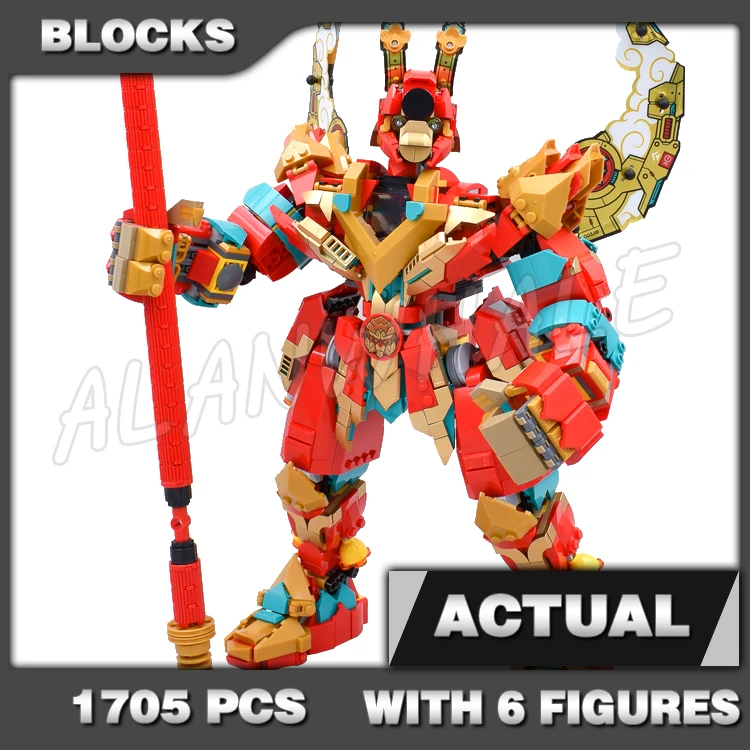 1949 Stück Monkie Kid The Legendary Flower Fruit Mountain Monkey King Sun Wukong 80554 Bausteine-Sets, kompatibel mit dem Modell