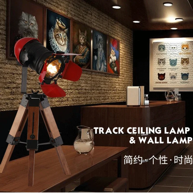 Modern Wooden Tripod LED Floor Lamps Adjustable Light Head Personality Living Room Bedroom Bedside Study Iron Art Standing Light
