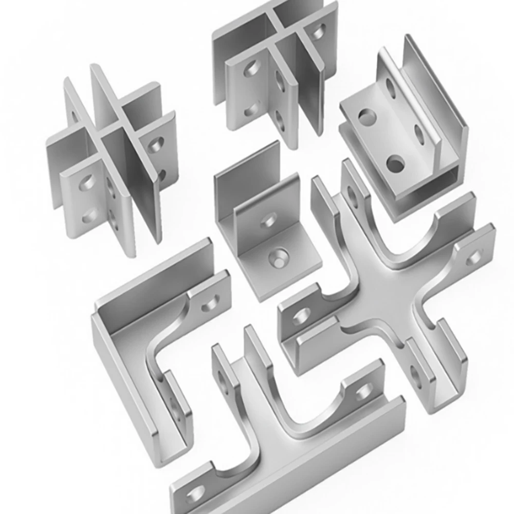 Aluminum Alloy Glass Clip Silver Fixing Clip Right Angle Corner Protector Glass Tile Buckle 90/180 Semi-Round Shape Fixing Clip