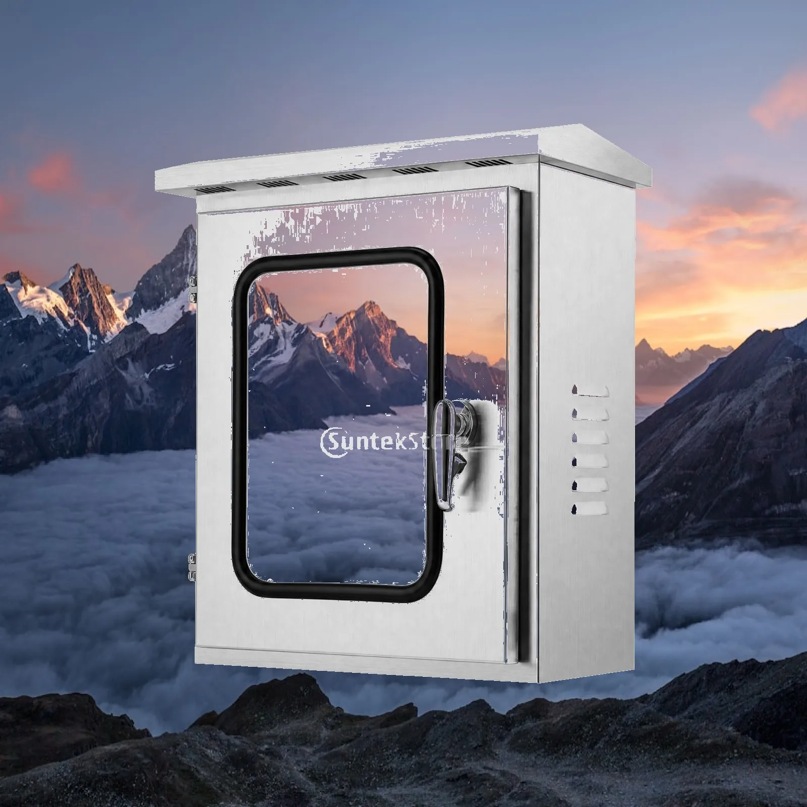 Control Box Lockable Single-Door Outdoor Distribution Cabinet Weatherproof Electrical Control Enclosure Ventilated