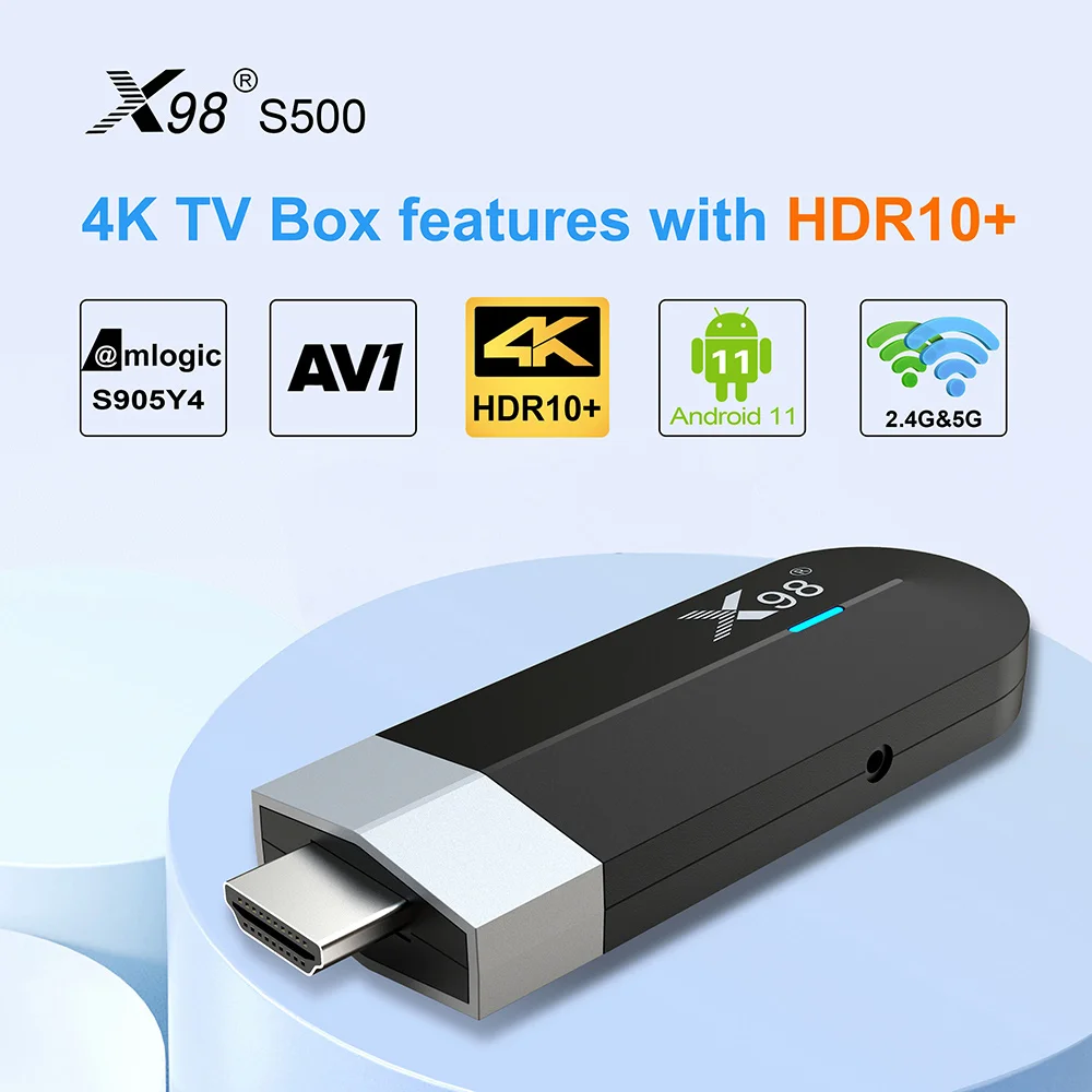 X98 S500 Amlogic S905Y4 Quad Core Android 11 TV Stick 4GB 32GB AV1 4K 60fps H.265 5G Wifi BT4.X X98 Dongle 2GB 16GB Set Top Box