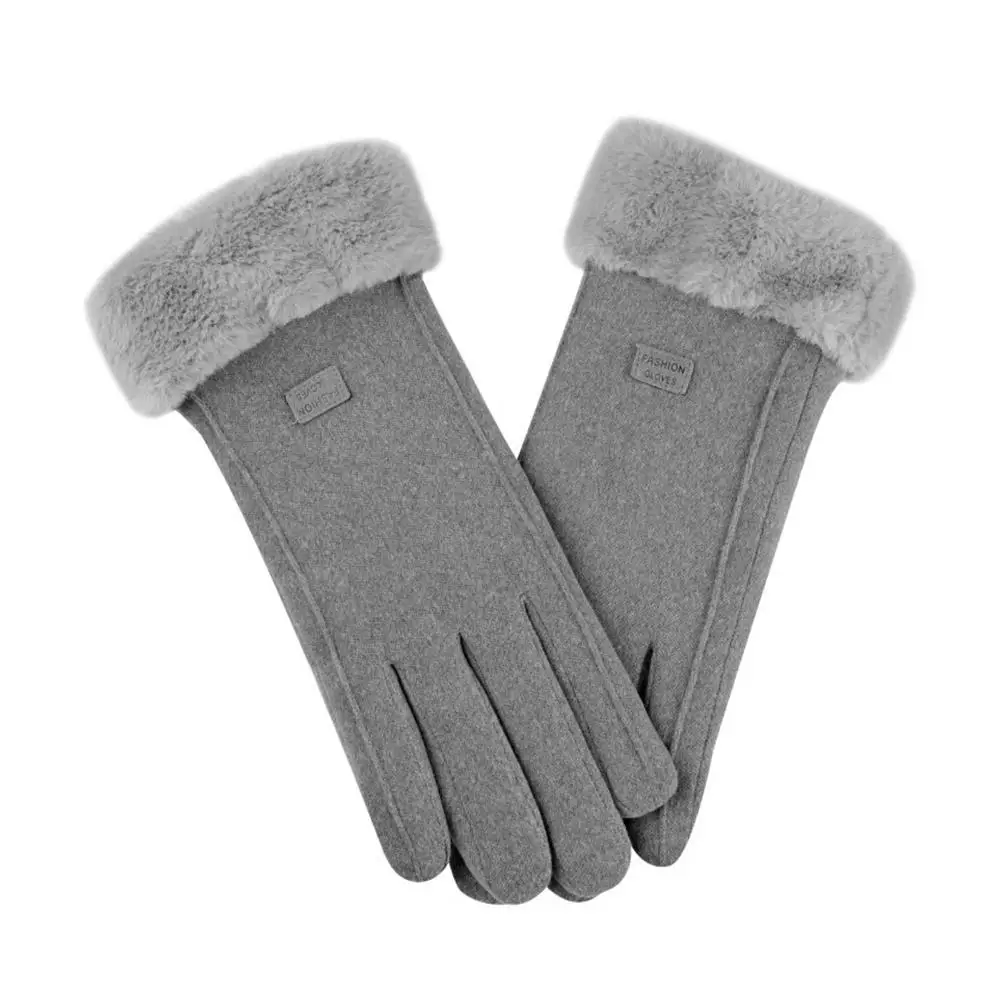 Women's Winter Warm Touchscreen Gloves Plush Lined Thick Suede Outdoor Guantes Lady Touchscreen Driving Gloves Cycling Mittens