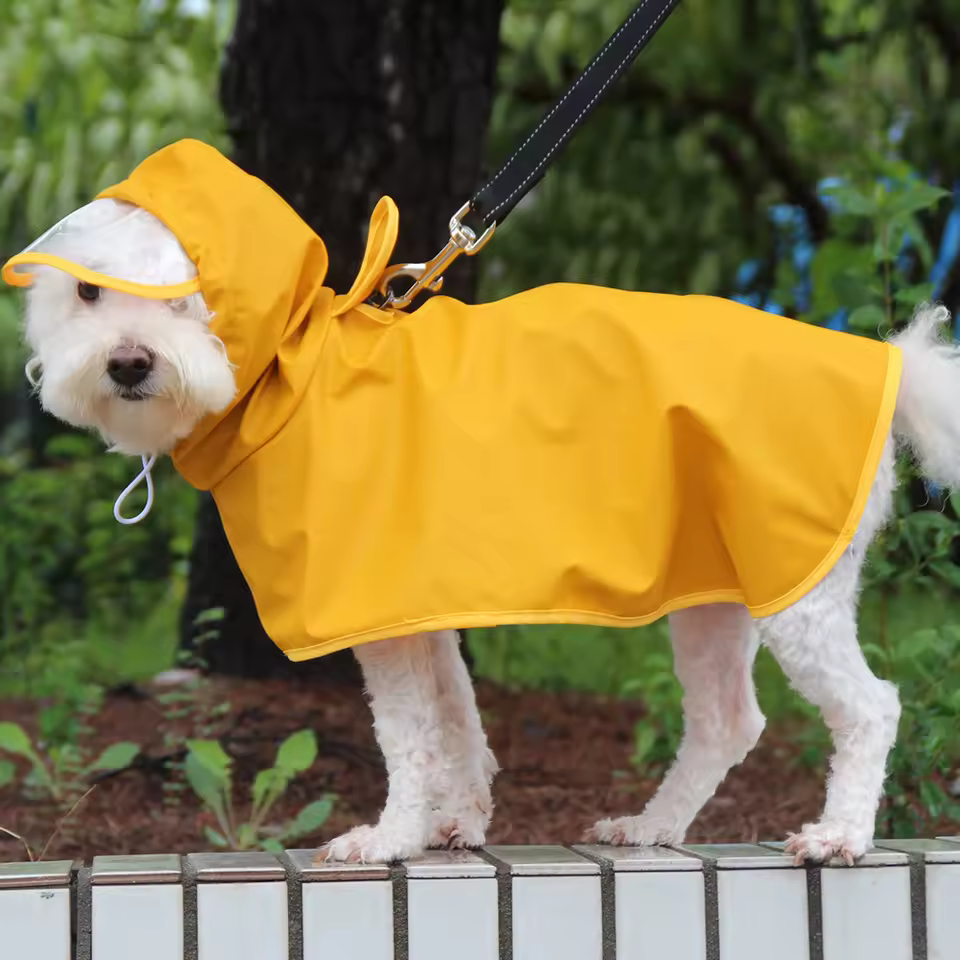 Pet Clothes Pu Dog Raincoat Large Dog Supplies Waterproof Outside Rain Coat for Pet Puppy